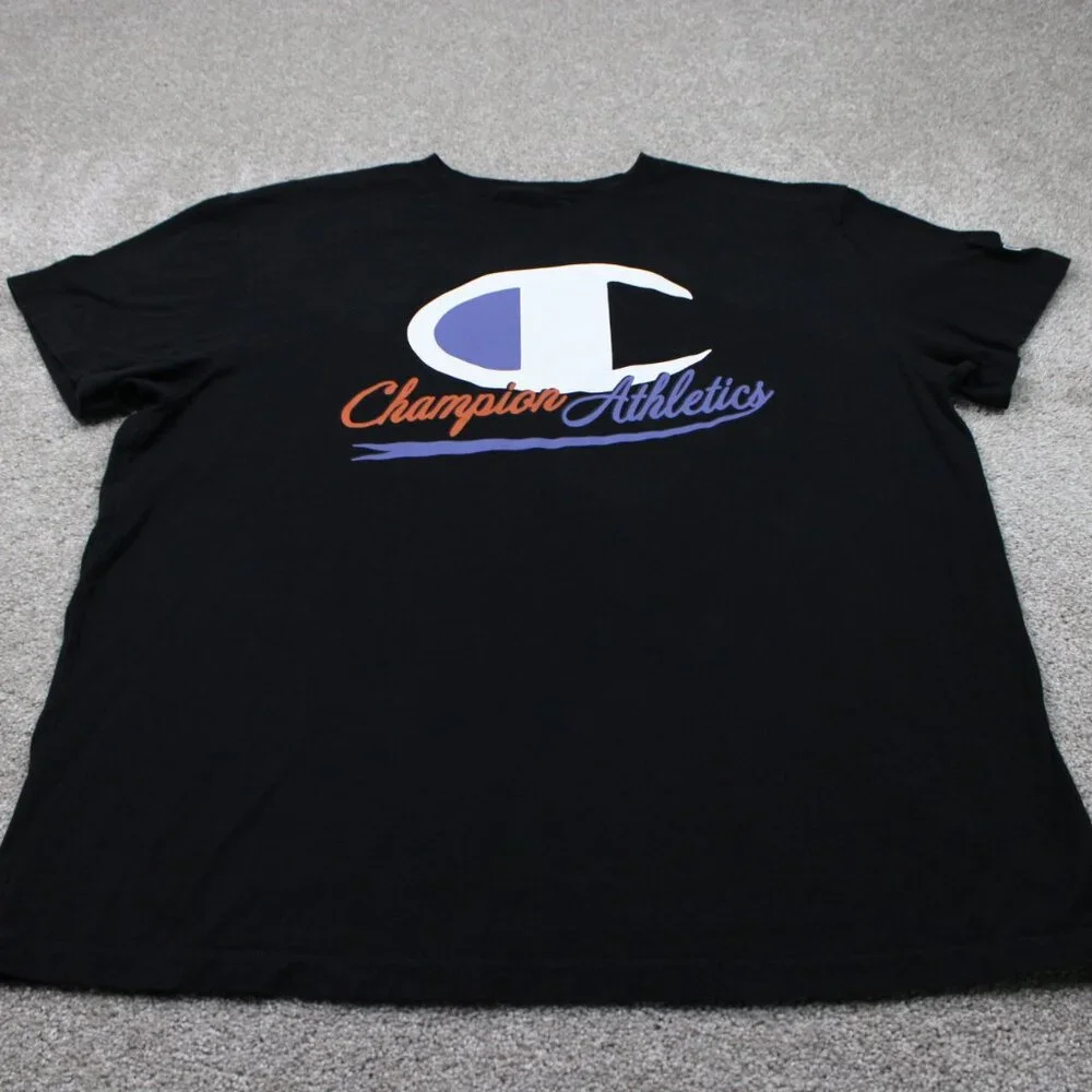 Champion Athletics Shirt Mens 2XB XXL-Big‎ Black Cotton Short Sleeve Pullover - Picture 2 of 12